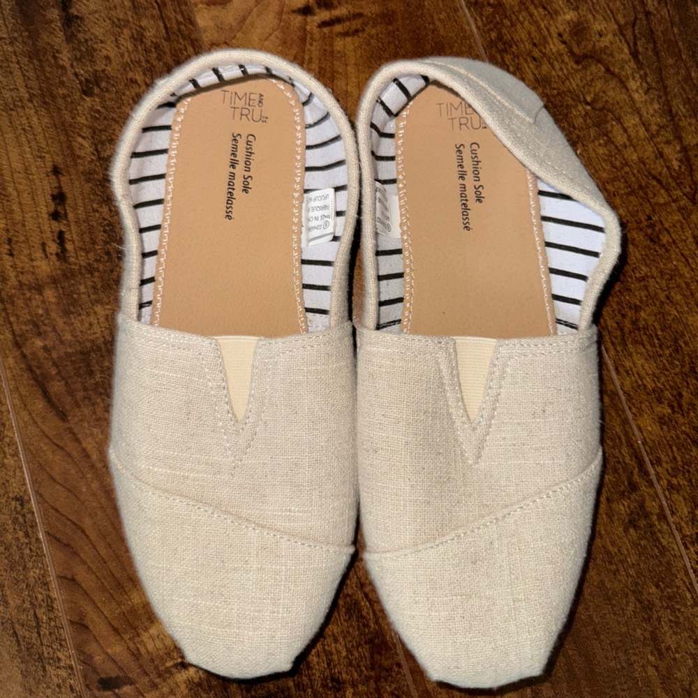 Time and Tru Cream Slip-On Shoes knock off toms